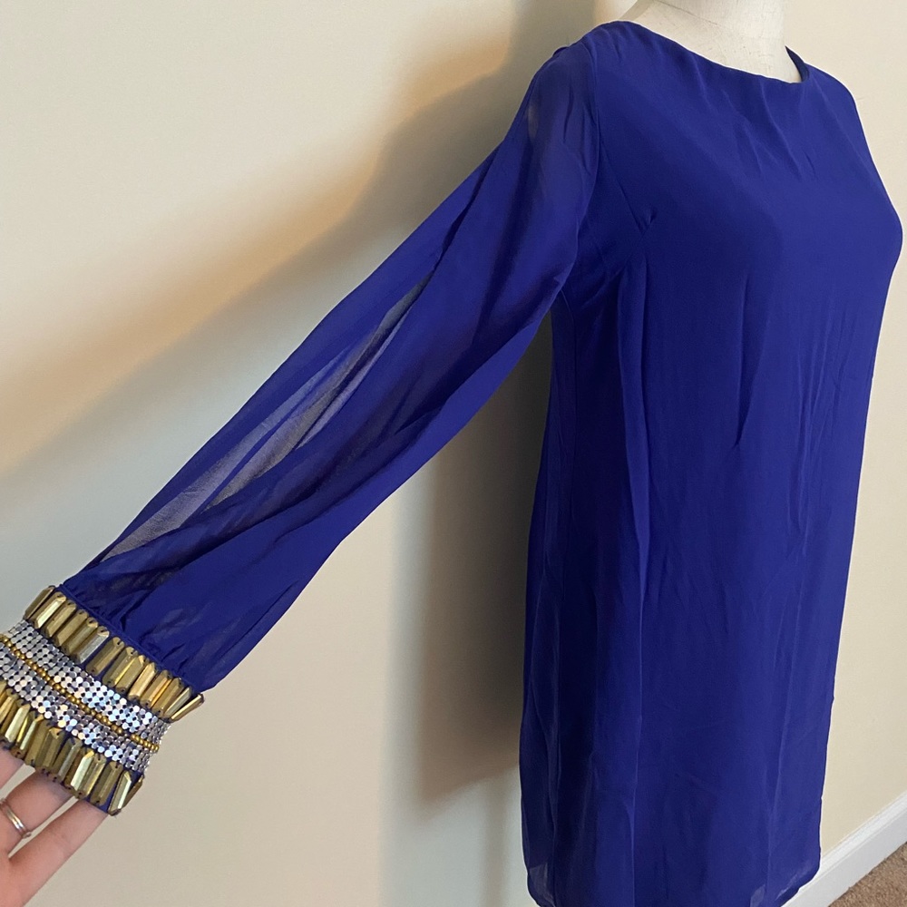 Royal Blue Egyptian Goddess Style Long-Sleeve Dress